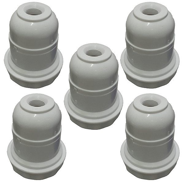 KIT 5 SOQUETE E-27 ABAJUR PLASTICO BRANCO