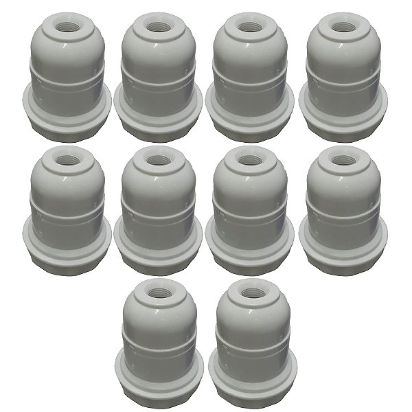 KIT 10 SOQUETE E-27 ABAJUR PLASTICO BRANCO