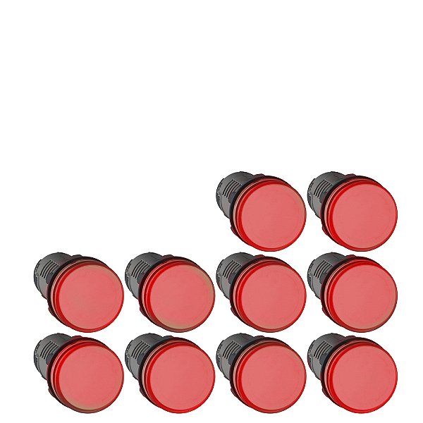 KIT 10 SINALEIRO LED 22MM 24V VERMELHO STARK