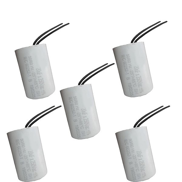 KIT 5 CAPACITOR 20X250V 2 FIOS METALIZADO TRI