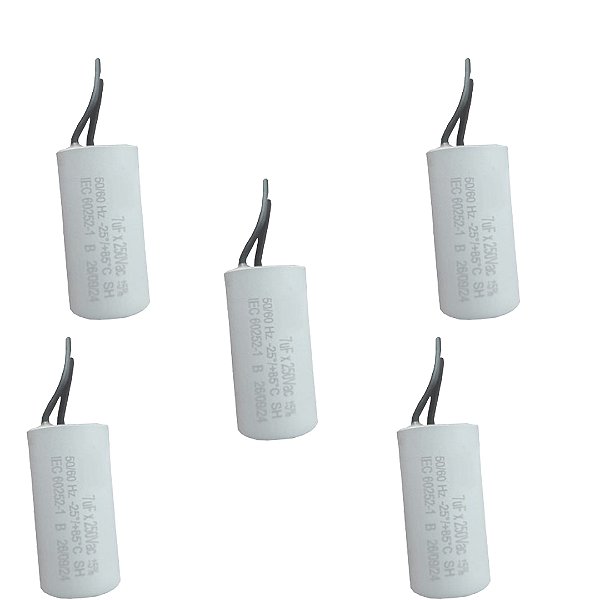 KIT 5 CAPACITOR 7X250V 2 FIOS METALIZADO TRI