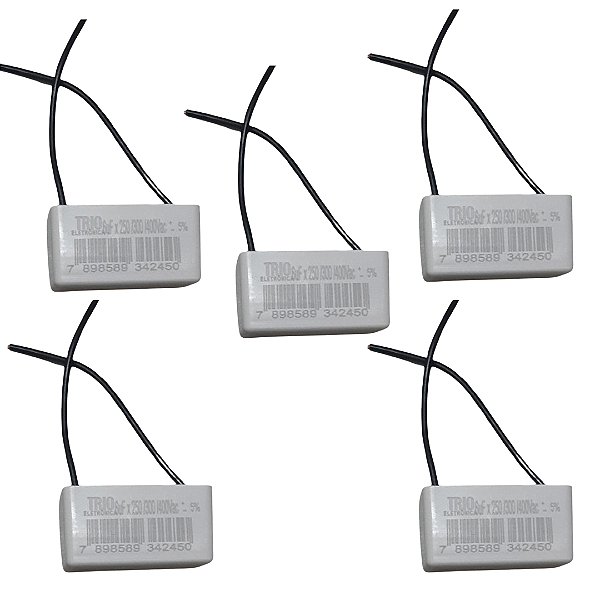 KIT 5 CAPACITOR 2 FIOS QUADRADO 6UF X 250 400V TRI