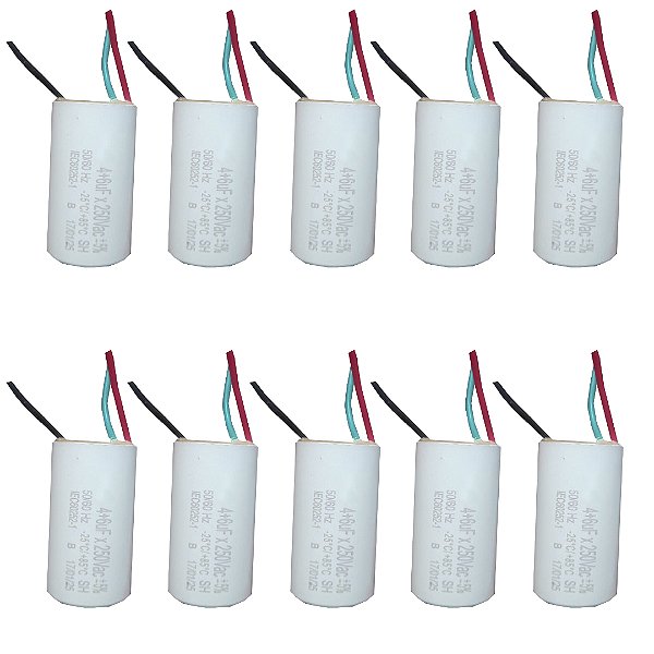 KIT 10 CAPACITOR 3 FIOS REDONDO 4+6  UF X 250V TRI