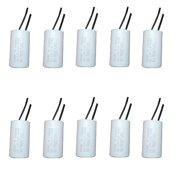 KIT 10 CAPACITOR 12X250V 2 FIOS METALIZADO TRI