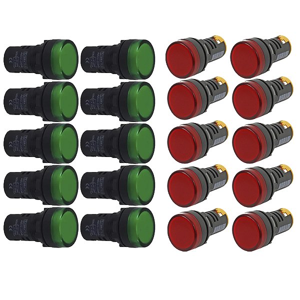 KIT SINALEIROS LED AD22 22MM 220V VERDE VERMELHO