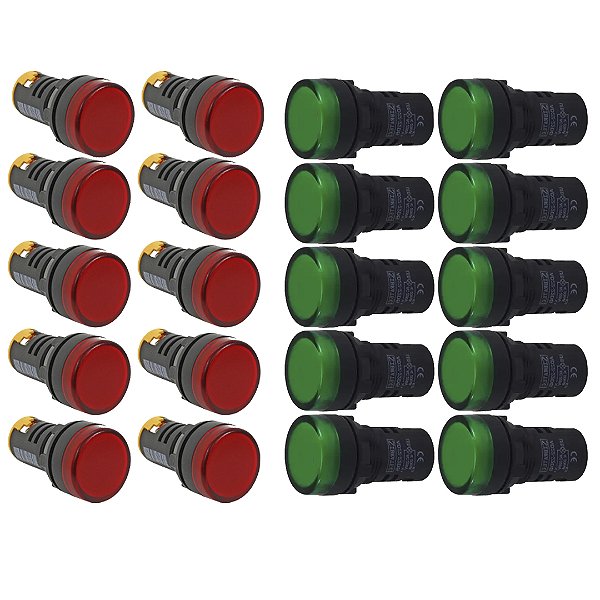 KIT SINALEIROS LED AD22 22MM 24V VERDE VERMELHO