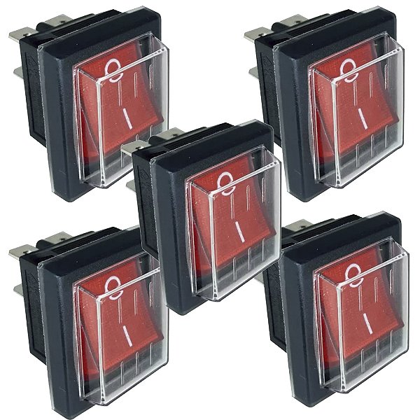 KIT 05 CHAVE 4 POLOS BIP. 15A VERMELHA COM CAPA SILICONE