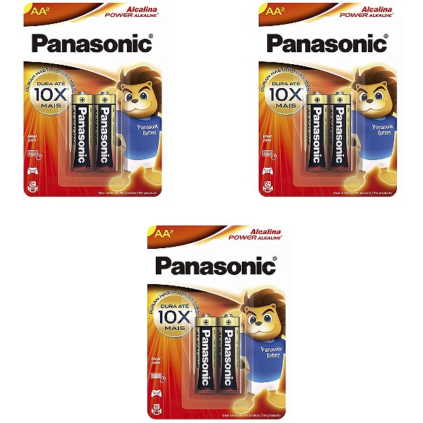 KIT 03 PILHA ALCALINA AA PANASONIC LR6