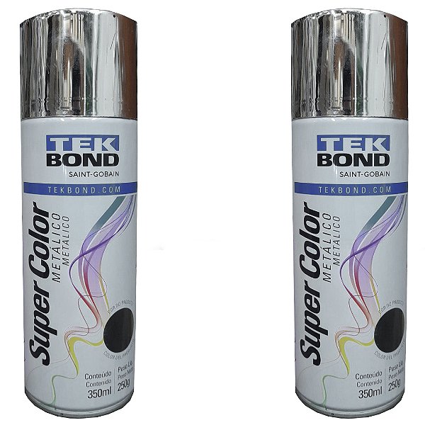 KIT 02 TINTA SPRAY CROMADO METALICO 350ML TK
