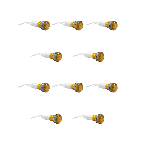 KIT 10 SINALEIRO 9MM OLHO DE BOI AMARELO 110V LUKMA