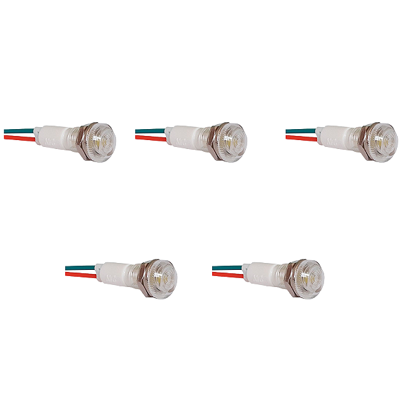 KIT 5 SINALEIROS 9MM OLHO DE BOI BRANCO 24V LUKMA