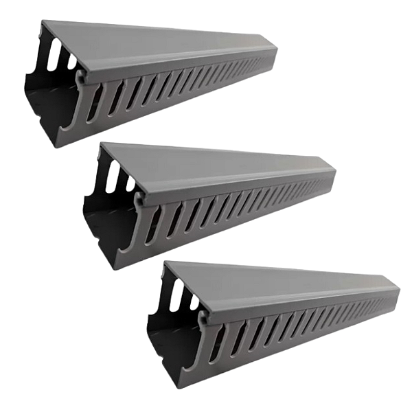 KIT 3 CANALETA ABERTA CINZA 20X20X2000 ST