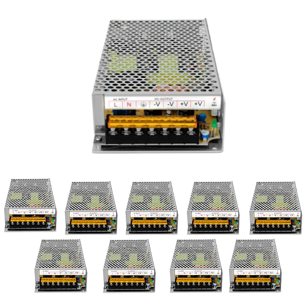 KIT 10 FONTE COLMEIA 12V 10A 110/220V 120W