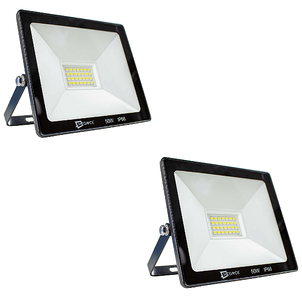 KIT 2 REFLETOR LED 50W BRANCO BIVOLT MG