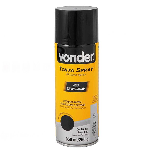 TINTA SPRAY ALTA TEMPERATURA PRETO FOSCO 350ML VONDER