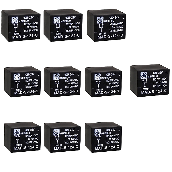 KIT 10 RELE AUTOMOTIVO 24V 10A 5PINOS MAD-S 124 SIBRATEC