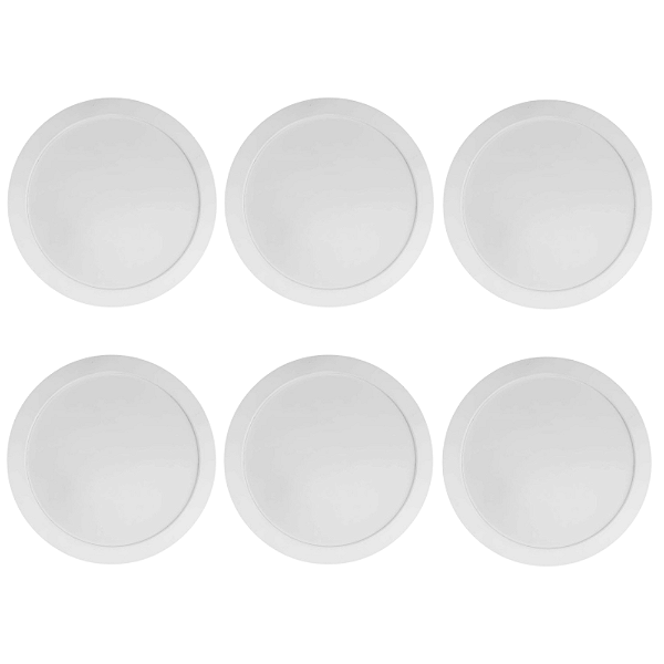 KIT 6 PAINEL LED SUPER ABS EMBUTIR 18W BIV 6500K REDONDO