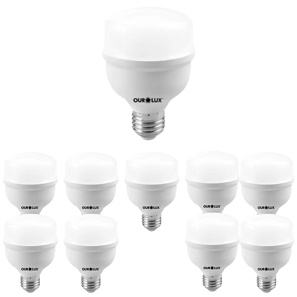 KIT 10 LAMPADA ALTA POTENCIA 20W 1600 LM E27 6500K OURO