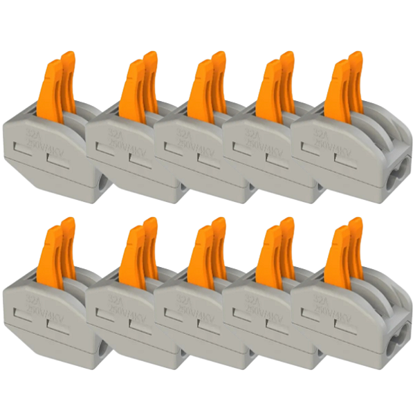 Kit Com 10pçs Conector Emenda Rapida Alavanca 2 Vias Lukma