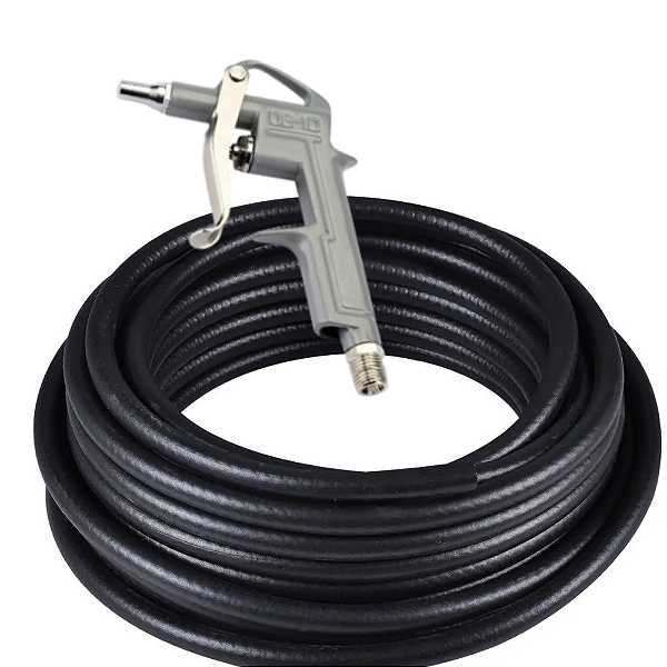 KIT 5MT MANGUEIRA 1/4 300PSI COMP AGUA AR + PISTOLA DE AR