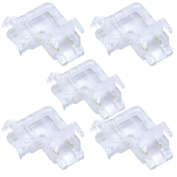 KIT 5 EMENDA CURVA 90 TRANSPARENTE P/ FITA LED 10MM / 5050