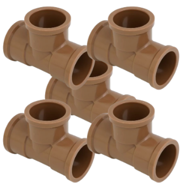 KIT 5 TEE SOLDAVEL PVC MARROM KRONA 20MM