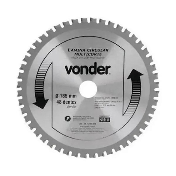 LAMINA CIRC MULTICORTE 185X1.1X1.6X48D VONDER