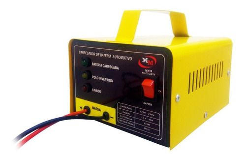 CARREGADOR BATERIA 12V 10A MM/LUP AMARELO/PRETO