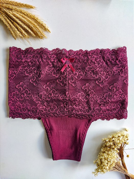 Calça Cinta com Cós Alto em Algodão