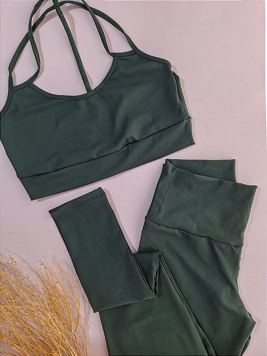 Legging de Compressão Básica + Top Flor de Salvia