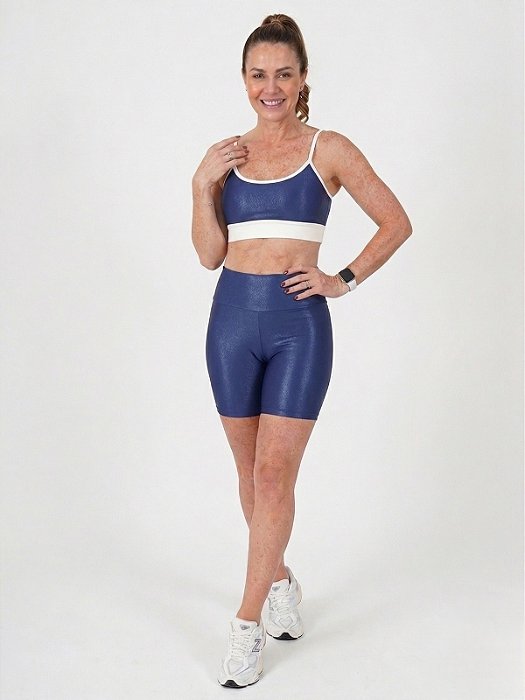 Short Bicolor Compressão + Top Flor em Vento