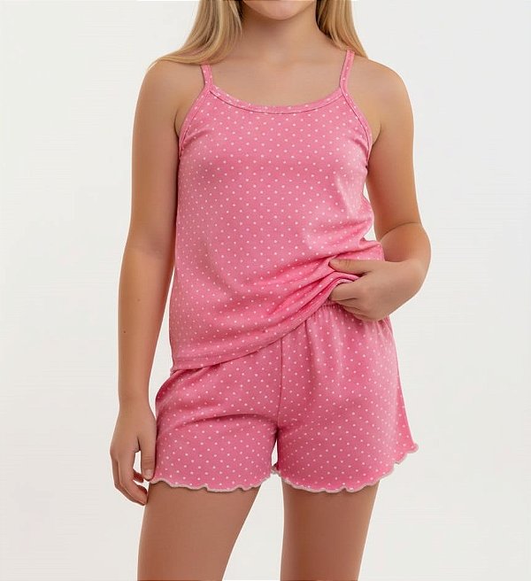 Pijama Short Doll Poá - Infantil