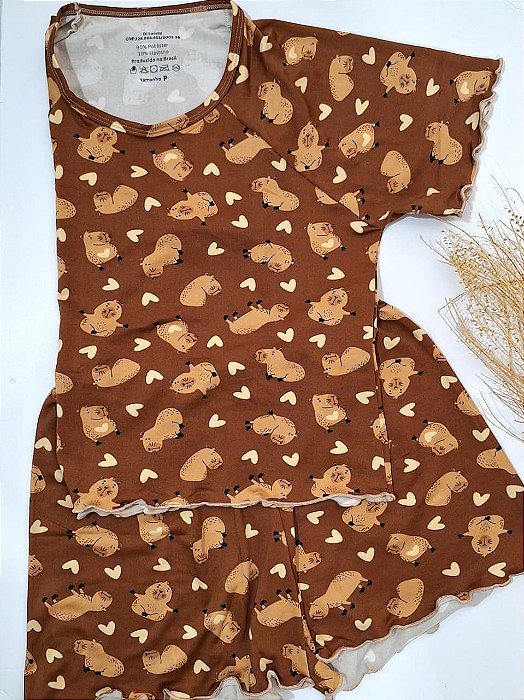 Pijama Short Doll Capivara – Suede