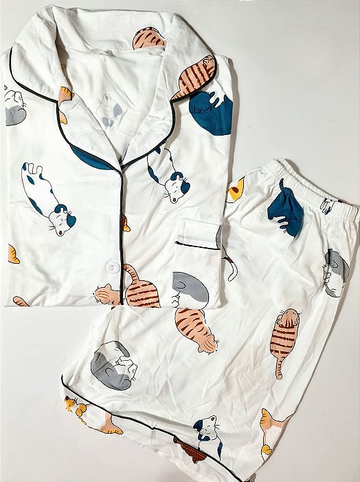 Pijama Americano Gato Short Doll