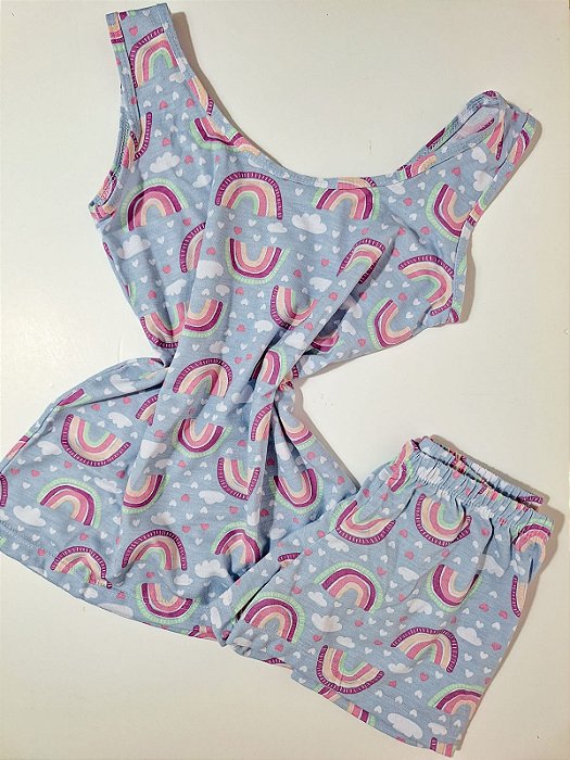 Pijama Short Doll Arco Íris - Infantil