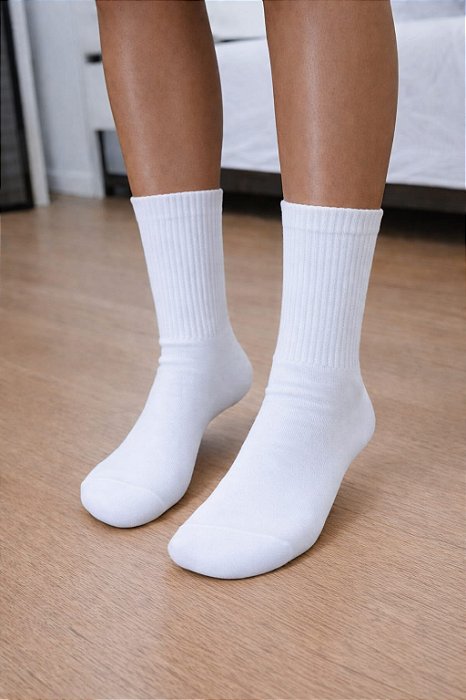 Meia Cano Médio Poliamida Branca