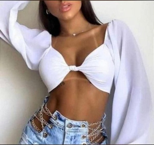 Cropped Ana Júlia manga bufante