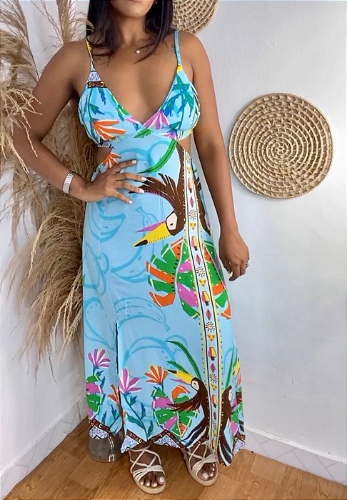 Vestido Danielle  fenda frontal costa nua