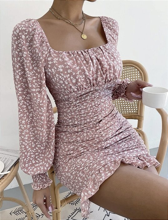 Vestido Amália manga bufante