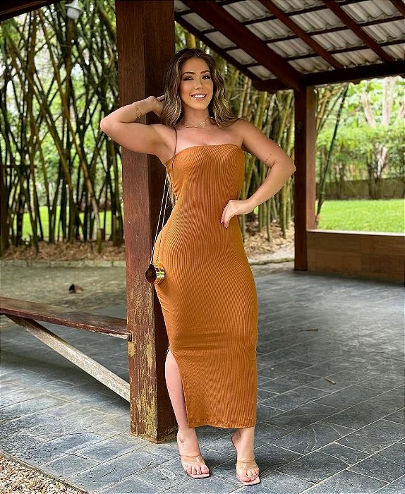 Vestido Angelina tomara que caia fenda lateral