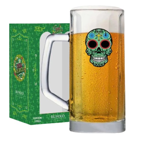 Caneca de Vidro Cerveja Chopp Festa Presente 385ml Mexicana Berna