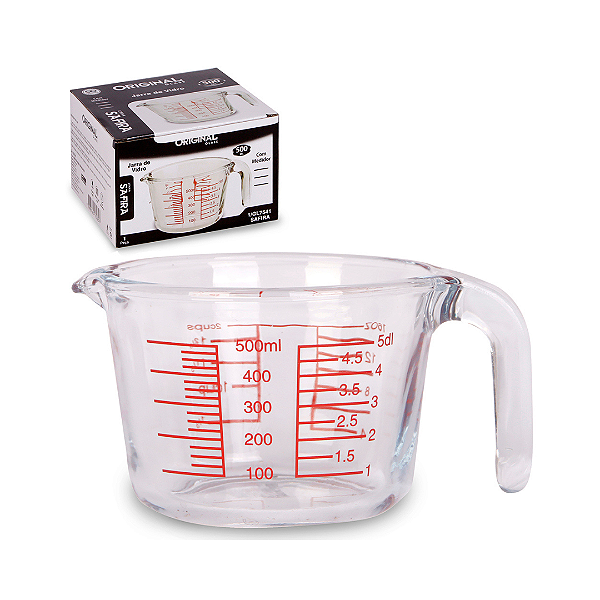 Jarra de vidro temperado medidora 500ml Linha Safira