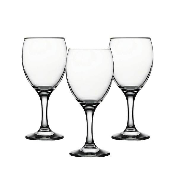 Jogo 3 taças de vidro vinho, água, suco, 255ml linha Iris G4U