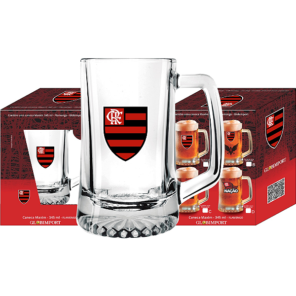 Caneca Flamengo vidro cerveja presente time oficial 345ml Maxim