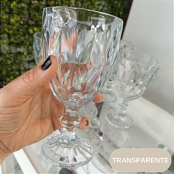 Jogo 6 taças de vidro Diamante 340ml TRANSPARENTE