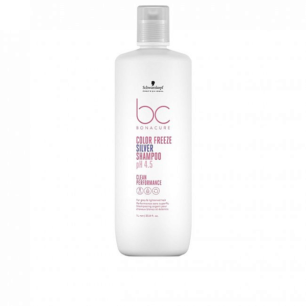Schwarzkopf BC Clean Color Freeze pH 4,5 Shampoo Silver 1000mL - Plena  Cosméticos