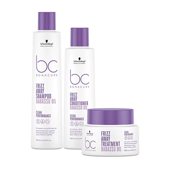 Kit Schwarzkopf Bonacure Frizz Away Shampoo 250mL + Condicionador 200mL + Máscara de Tratamento 200mL