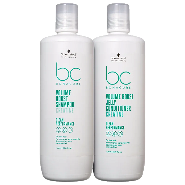 Kit Schwarzkopf BC Clean Volume Boost Creatine Shampoo 1L + Condicionador 1L