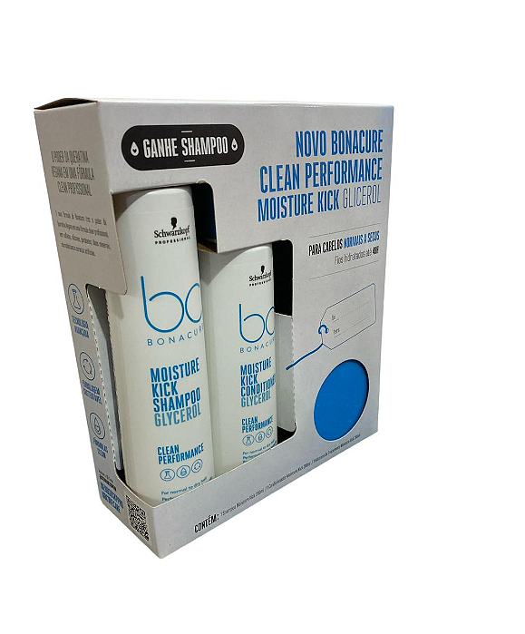 Kit Schwarzkopf Bonacure Clean Moisture Kick Condicionador 200mL + Máscara 200mL + Shampoo 250mL(Brinde)