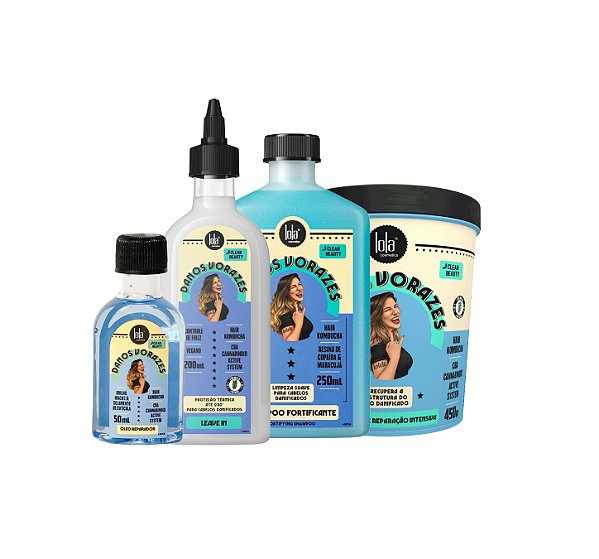Lola Cosmetics Kit Danos Vorazes (Sh 250ml + Leave In 200ml + Oléo Reparador 50ml + Mascara 450g)